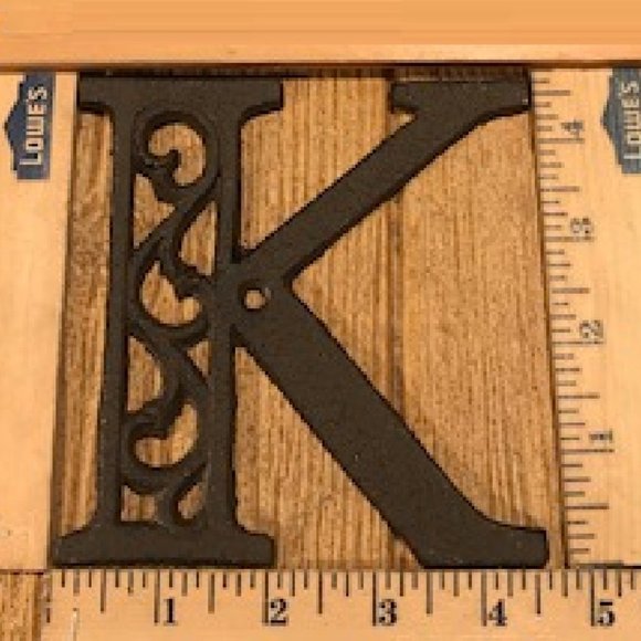 Cast Iron Letter "K" 4 5/8"tall Ornate Raw Cast Iron Ready to Paint 0184-0557-K - Picture 2 of 16